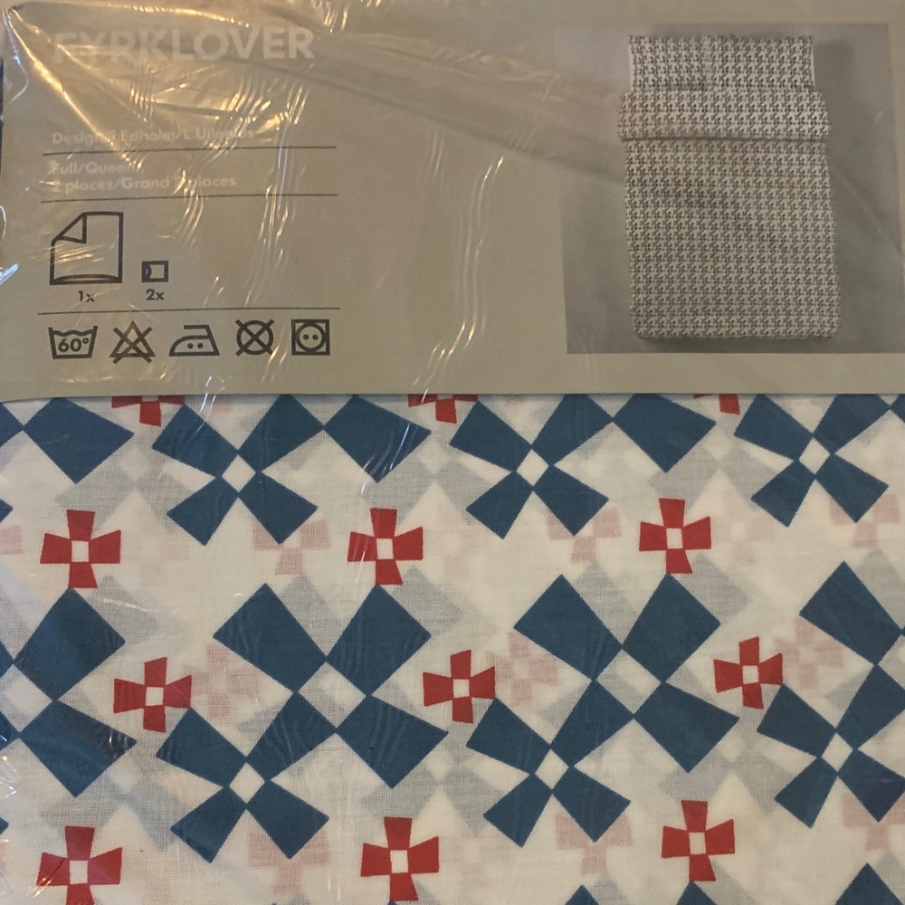 IKEA Duvet Cover in Blue and Red Pattern Full/Queen
